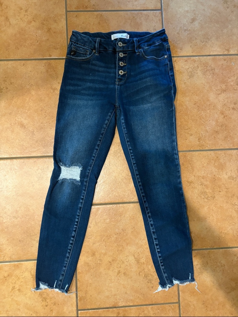 KanCan Dark Blue Button-Fly High-Rise Skinny Jeans